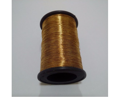 OLD GOLD - Spool of Shiny Metallic Thread Yarn - For Crochet Sewing Embroidery Handwork Artwork Jewelry